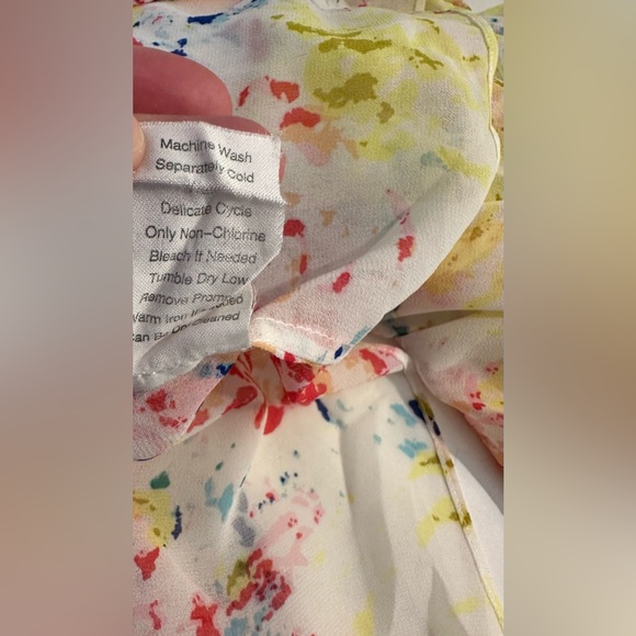 CAbi #826 Watercolor In Case Blouse Semi Sheer Shirt Floral Abstract Top Flowy - Picture 11 of 13